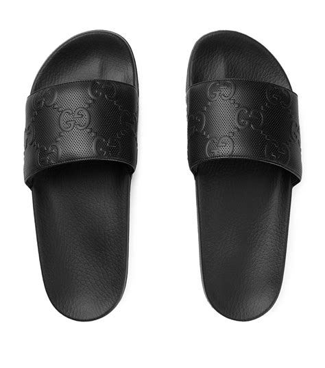 rubber men's gucci slides|Gucci black rubber slides women's.